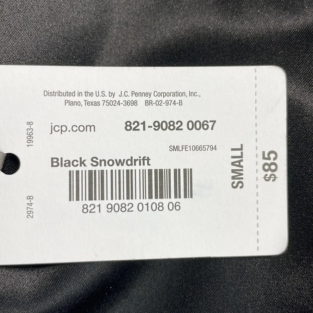 Belle & Sky Black & White Snowdrift Satin Floral Bomber Jacket, size small - Picture 11 of 11